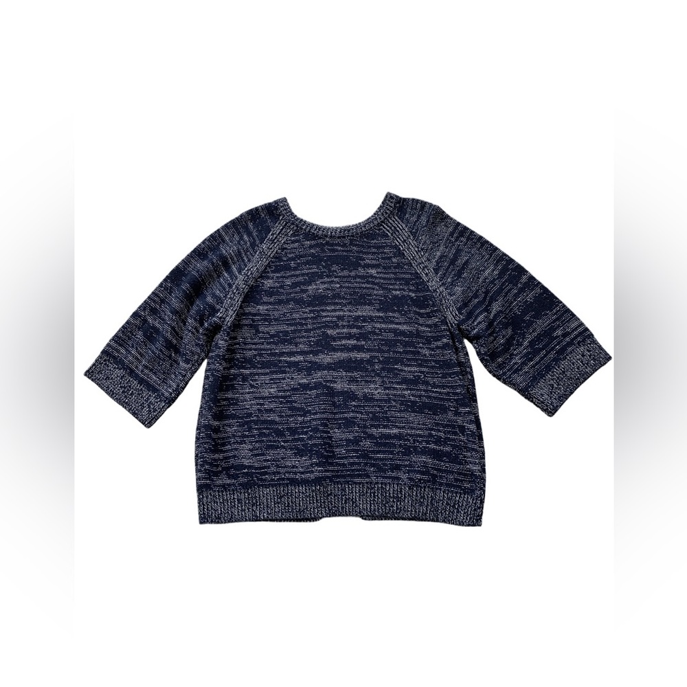 Massimo Dutti Women’s Size Medium Navy Knit Sweater with Split Back, 3/4 Sleeves